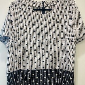 Daniel Rainn Black and White Polka-Dot Blouse XL